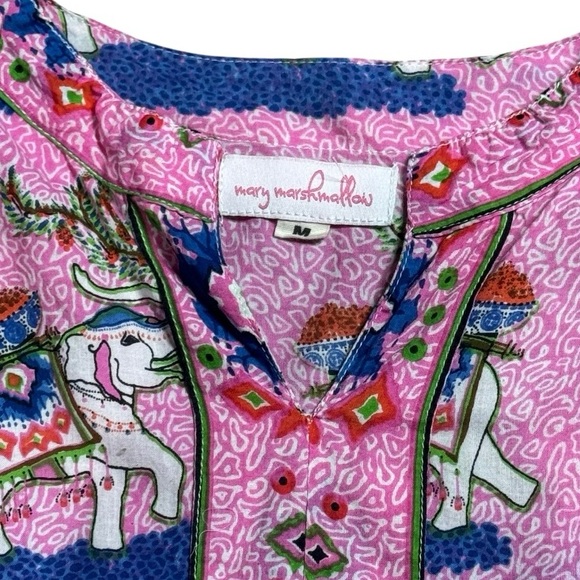 Mary Marshmallow Cotton Tiered Elephant Print Dress size M - Picture 6 of 12